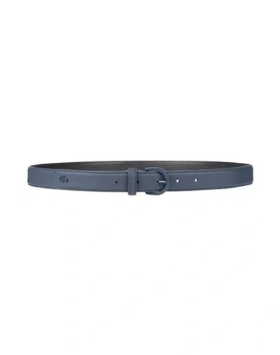 Lacoste Woman Belt Midnight Blue Size 36 Cow Leather