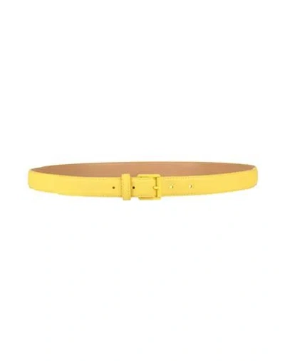 Lacoste Woman Belt Yellow Size 39.5 Polyurethane