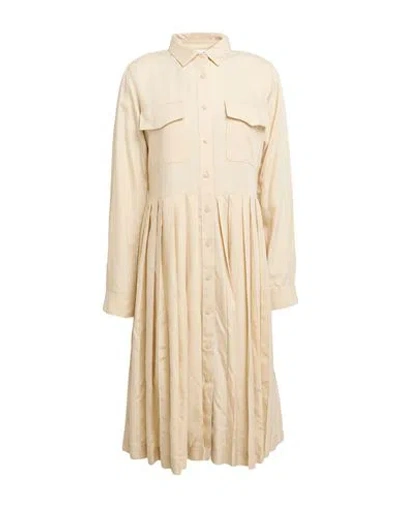 Lacoste Woman Midi Dress Beige Size 6 Lyocell In Sand