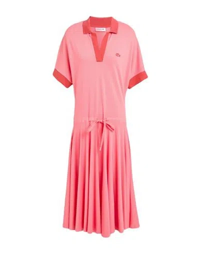 Lacoste Woman Midi Dress Coral Size Xxs Lyocell, Cotton, Elastane In Red