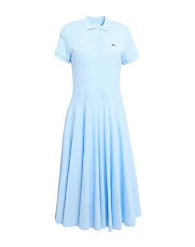 Lacoste Woman Midi Dress Light Blue Size 8 Cotton