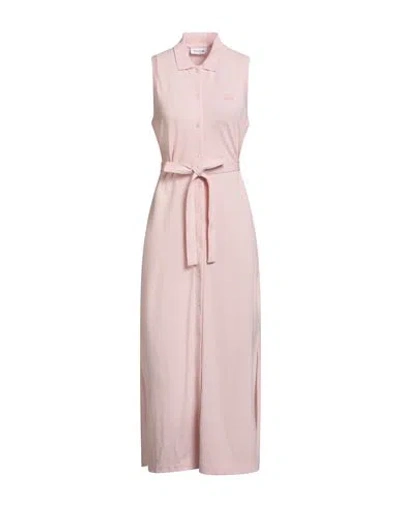 Lacoste Woman Midi Dress Light Pink Size 10 Cotton, Elastane