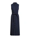 Lacoste Woman Midi Dress Midnight Blue Size 6 Cotton, Elastane
