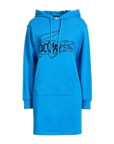 Lacoste Woman Mini Dress Azure Size L Cotton In Blue