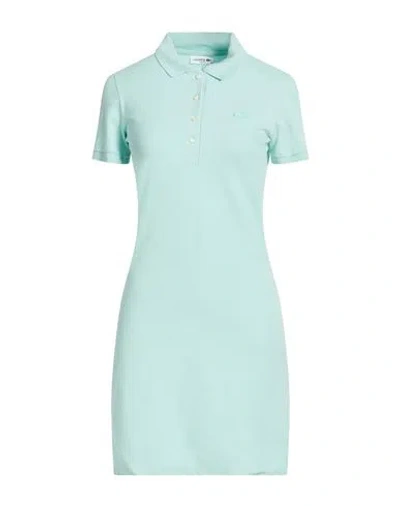 Lacoste Woman Mini Dress Light Green Size 4 Cotton, Elastane