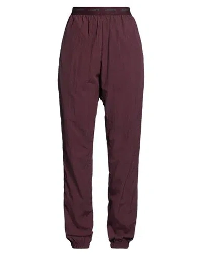Lacoste Woman Pants Burgundy Size 6 Polyamide In Brown