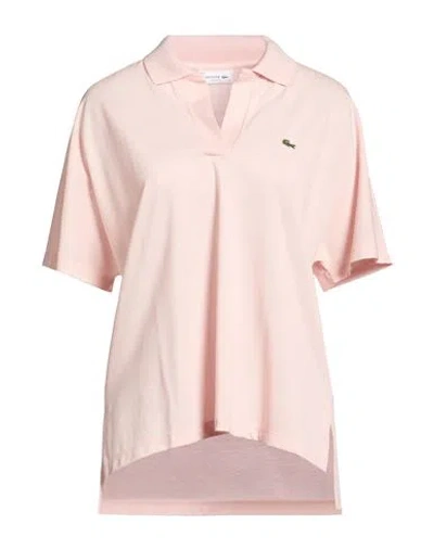 Lacoste Woman Polo Shirt Light Pink Size L Lyocell, Cotton