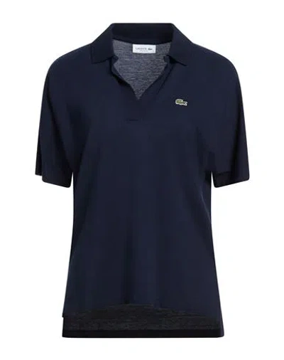 Lacoste Woman Polo Shirt Midnight Blue Size L Lyocell, Cotton
