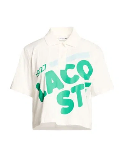Lacoste Woman Polo Shirt Off White Size 4 Cotton
