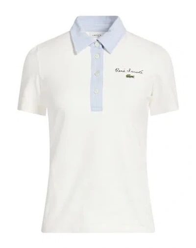 Lacoste Woman Polo Shirt Off White Size 6 Cotton, Elastane