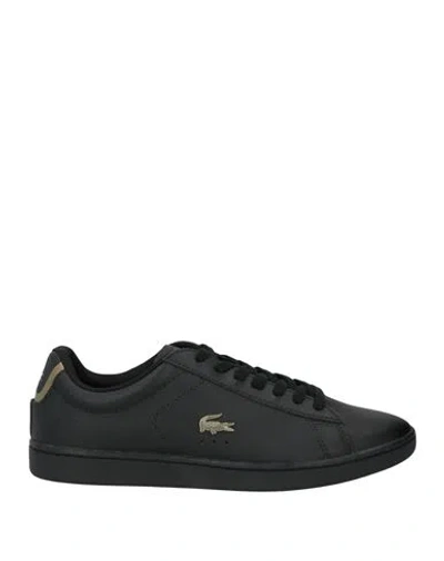 Lacoste Woman Sneakers Black Size 7 Leather, Textile Fibers