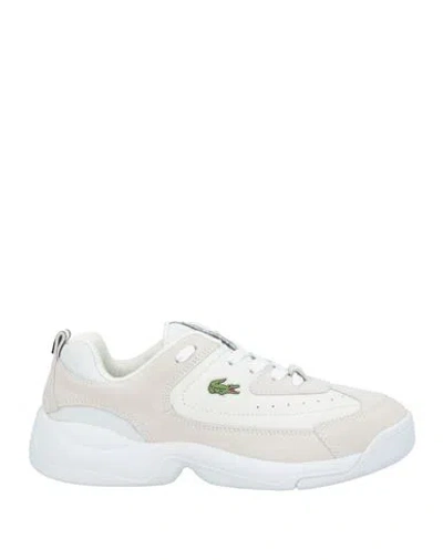 Lacoste Woman Sneakers Off White Size 6 Leather, Textile Fibers