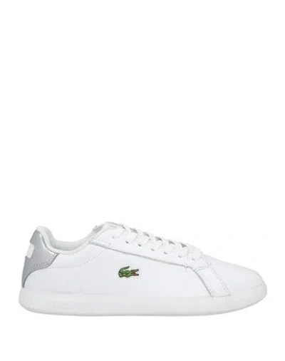 Lacoste Woman Sneakers White Size 6 Leather, Rubber