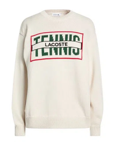 Lacoste Woman Sweater Ivory Size 4 Cotton, Polyester In White