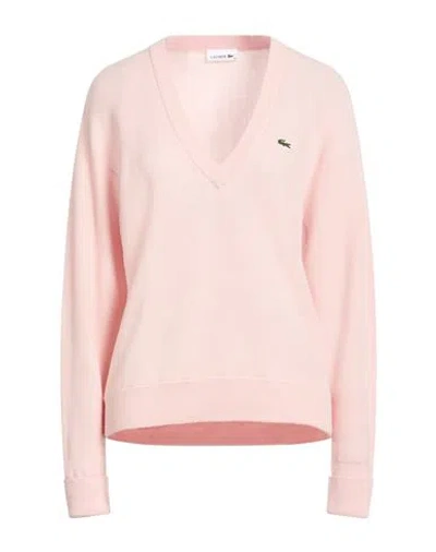 Lacoste Woman Sweater Light Pink Size 8 Wool