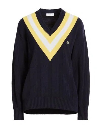 Lacoste Woman Sweater Midnight Blue Size 10 Wool In Multi