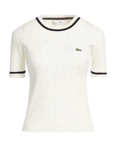 Lacoste Woman Sweater Off White Size 8 Rayon, Polyester