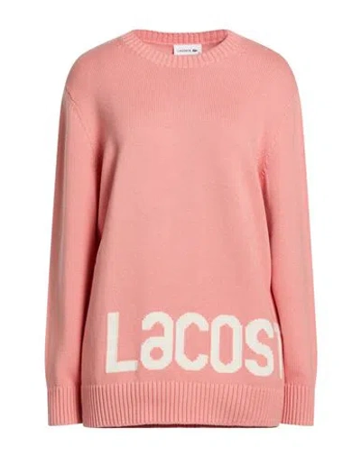 Lacoste Woman Sweater Salmon Pink Size 10 Cotton, Wool