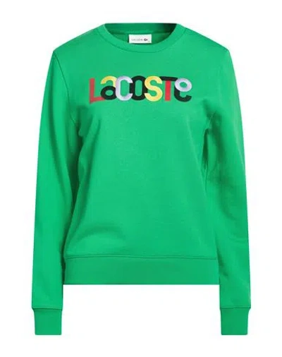 Lacoste Woman Sweatshirt Green Size 10 Cotton