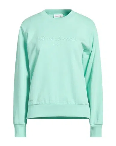 Lacoste Woman Sweatshirt Light Green Size 6 Cotton