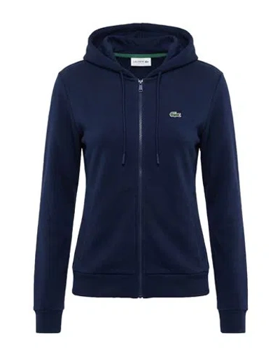 Lacoste Woman Sweatshirt Navy Size 4 Cotton In Blue