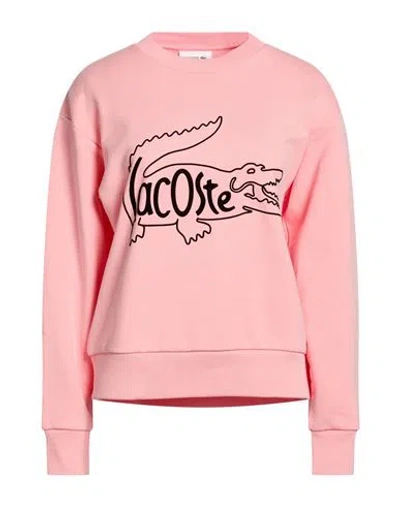 Lacoste Woman Sweatshirt Pink Size 6 Cotton