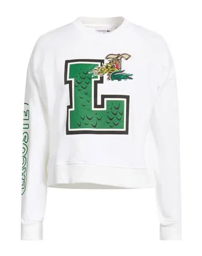 Lacoste Woman Sweatshirt White Size 8 Cotton