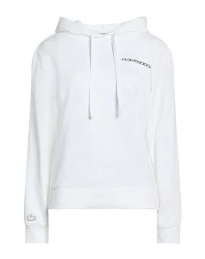 Lacoste Woman Sweatshirt White Size 8 Cotton, Polyester