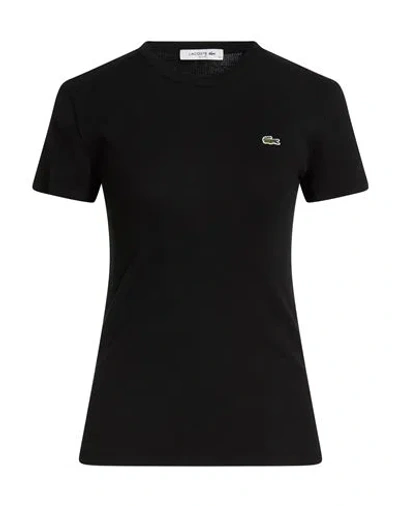 Lacoste Woman T-shirt Black Size 8 Cotton