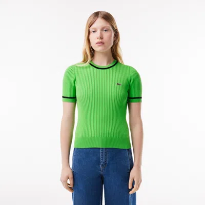 Lacoste Women's Seamless 3d Knit Ribbed Sweater - 32 In Green
