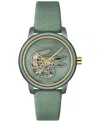 Lacoste Women's Automatic Green Leather Strap Watch, 38mm In Green