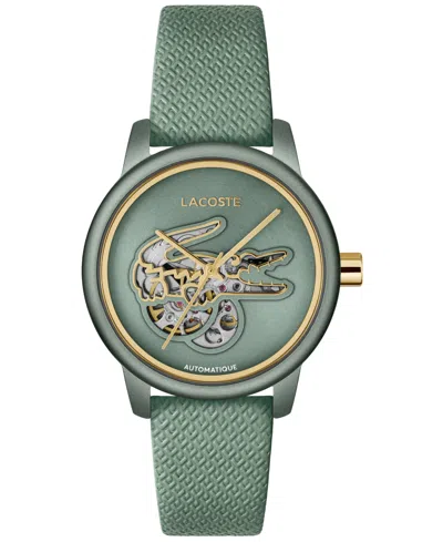 Lacoste Women's Automatic Green Leather Strap Watch, 38mm