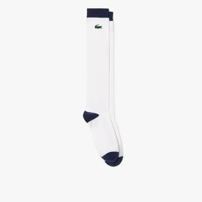 Lacoste Women's Long Embroidered Golf Socks  - M/l In White