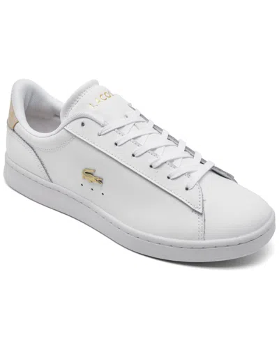 Lacoste Carnaby Pro Womens Leather Low Top Casual And Fashion Sneakers In White,light Brown