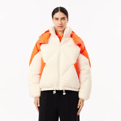 Lacoste Women's Oversized Hooded Puffer Jacket - 44 In White