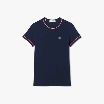 Lacoste Women's Contrast Accent Jersey T-shirt - 32 In Blue