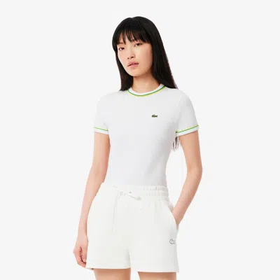 Lacoste Women's Contrast Accent Jersey T-shirt - 38 In White