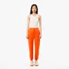 Lacoste Ribbed Tank Top In White In Orange