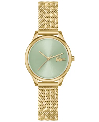 Lacoste Women's Crocodelle Gold Tone Stainless Steel Textured Mesh Bracelet Watch, 28mm In Green
