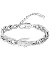 Lacoste Crocodile Chunky Chain Bracelet In Silver