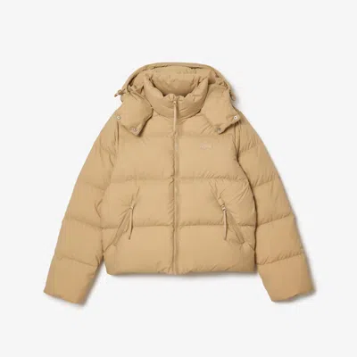 Lacoste Women's Relaxed Fit Hooded Down Jacket - 42 In Beige