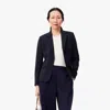 Lacoste Women's Embroidered Logo Slim Fit Wool Blazer - 34 In Blue
