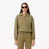 Lacoste Women's Embroidered Fleece Polo Sweatshirt - 40 In Green