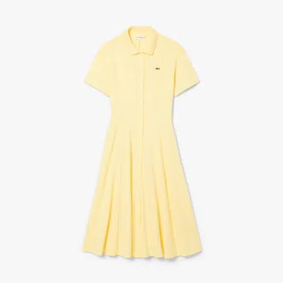 Lacoste Women's Flared Mini-piqué Polo Dress - 38 In Yellow