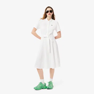 Lacoste Women's Flared Mini-piqué Polo Dress - 44 In White