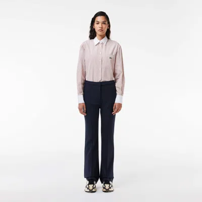 Lacoste Women's High Waist Flared Dress Pants - 36 In Blue
