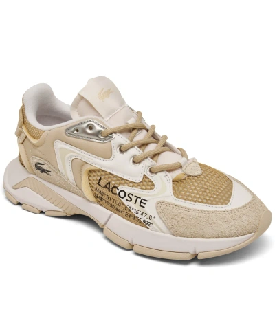 Lacoste Women's L003 Neo Casual Sneakers From Finish Line In Light Tan,white
