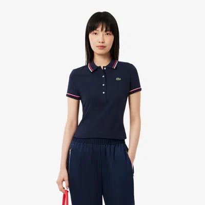 Lacoste Women's L.12.d Slim Fit Jersey Polo - 42 In Blue