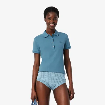 Lacoste Women's L.12.d Slim Fit Stretch Mini Piqué Polo - 34 In Blue