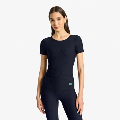 Lacoste Women's  X Bandier Short Sleeve Crop Top - Xxs In Black